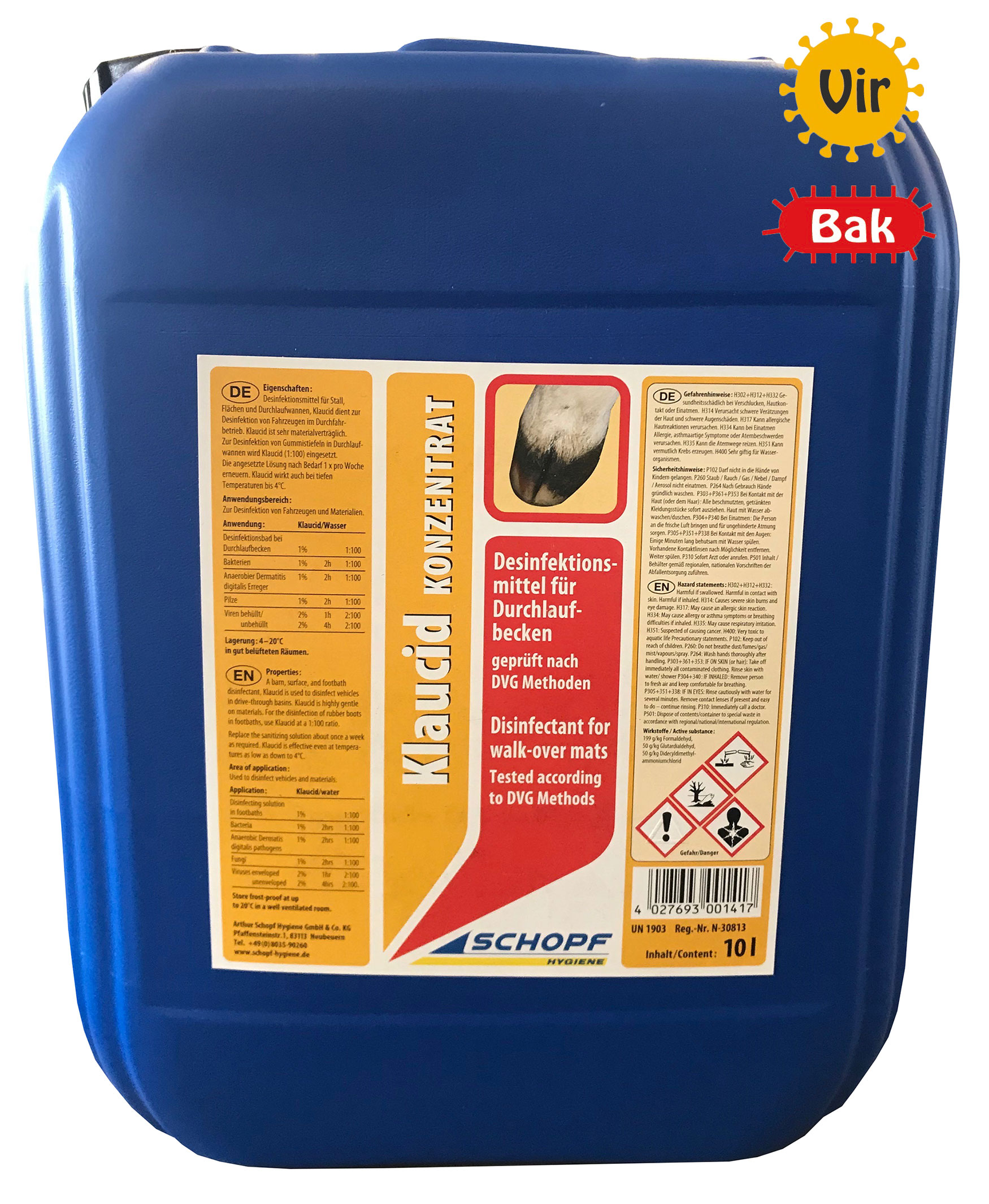 Klaucid 10 Liter Desinfektionsmittelkonzentrat  für Durchlaufmatten - Gefahrgut