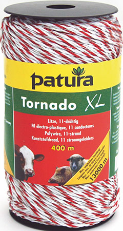 Patura Tornado XL Litze, 400 m Rolle, weiß-rot