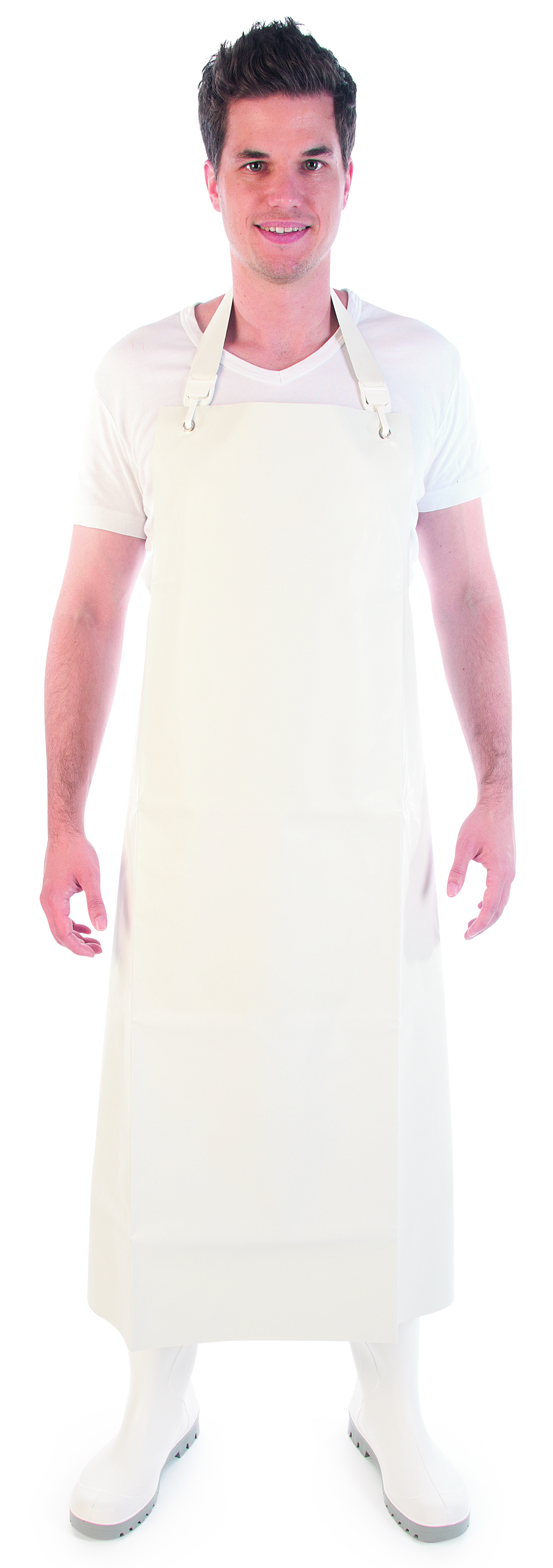 Fleischerschürze gummiert weiß