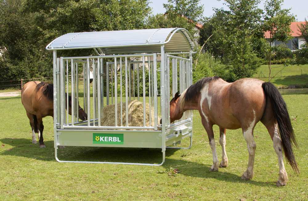 Pferde-Viereckraufe mit Sicherheitsfressgitter