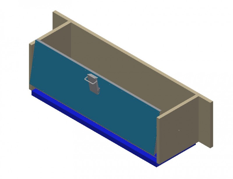 Transparente Ferkelnestabdeckung aus Polycarbonatplatten und Edelstahl nach unten gekippt
