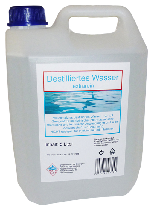 Destilliertes H²O extrarein 5 Liter ***