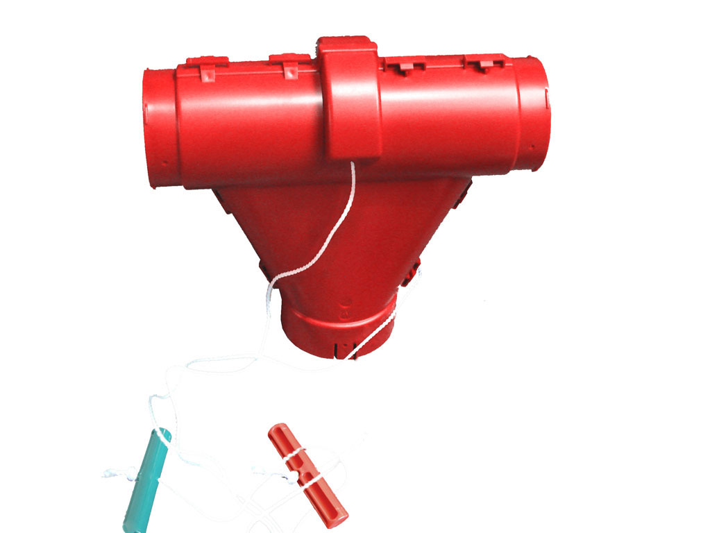 Futterablauf rot mit Schieber Rohr Ø60