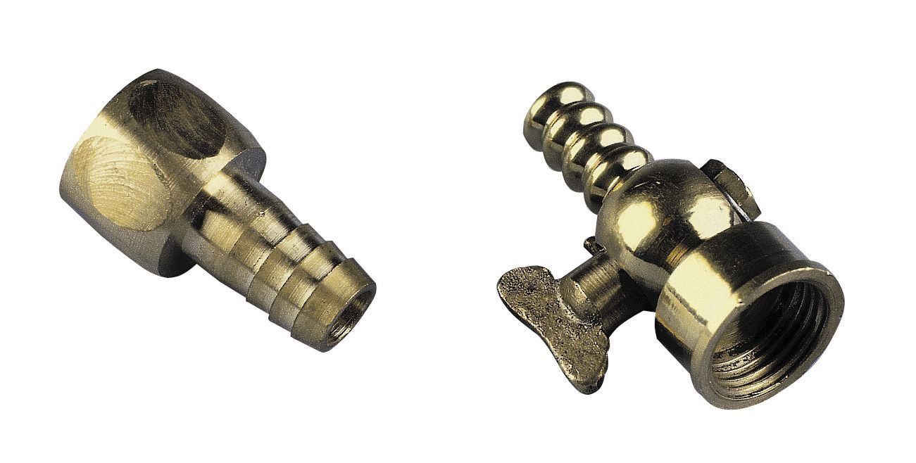 Schlauchanschluß Messing mit Absperrhahn