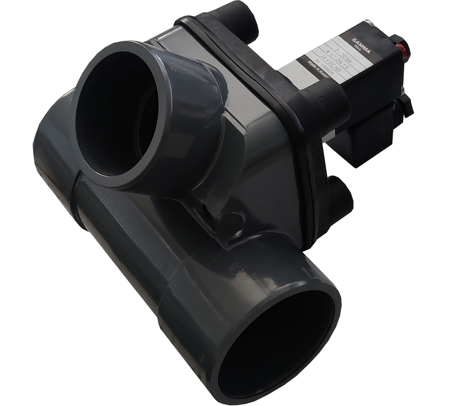 PVC-Membranventil 63mm Ablauf 50 45° mit Klebemuffe