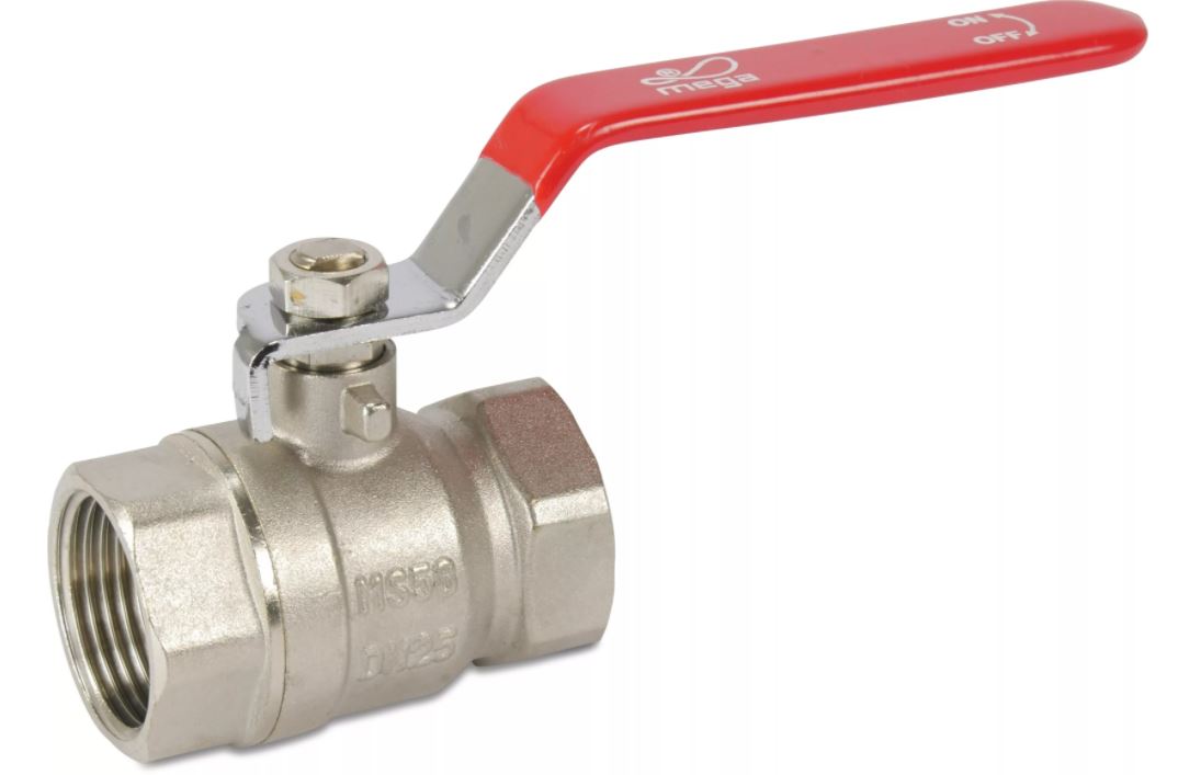 Kugeldurchlaufhahn 2 x 1/2" IG mit Niro Griff