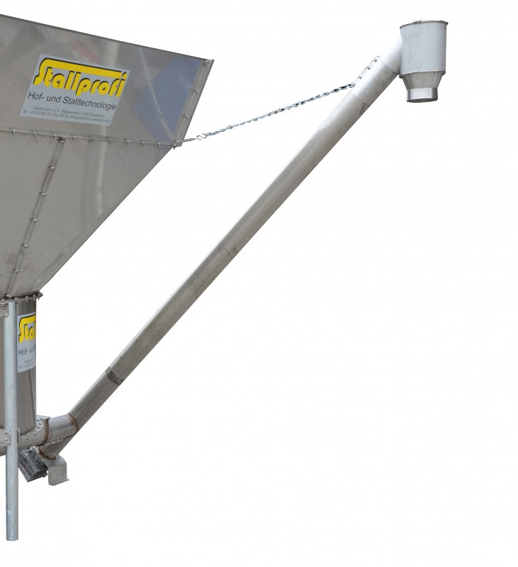 Schräg angeordnete Stopfschnecke, Durchmesser 127 mm, aus Edelstahl