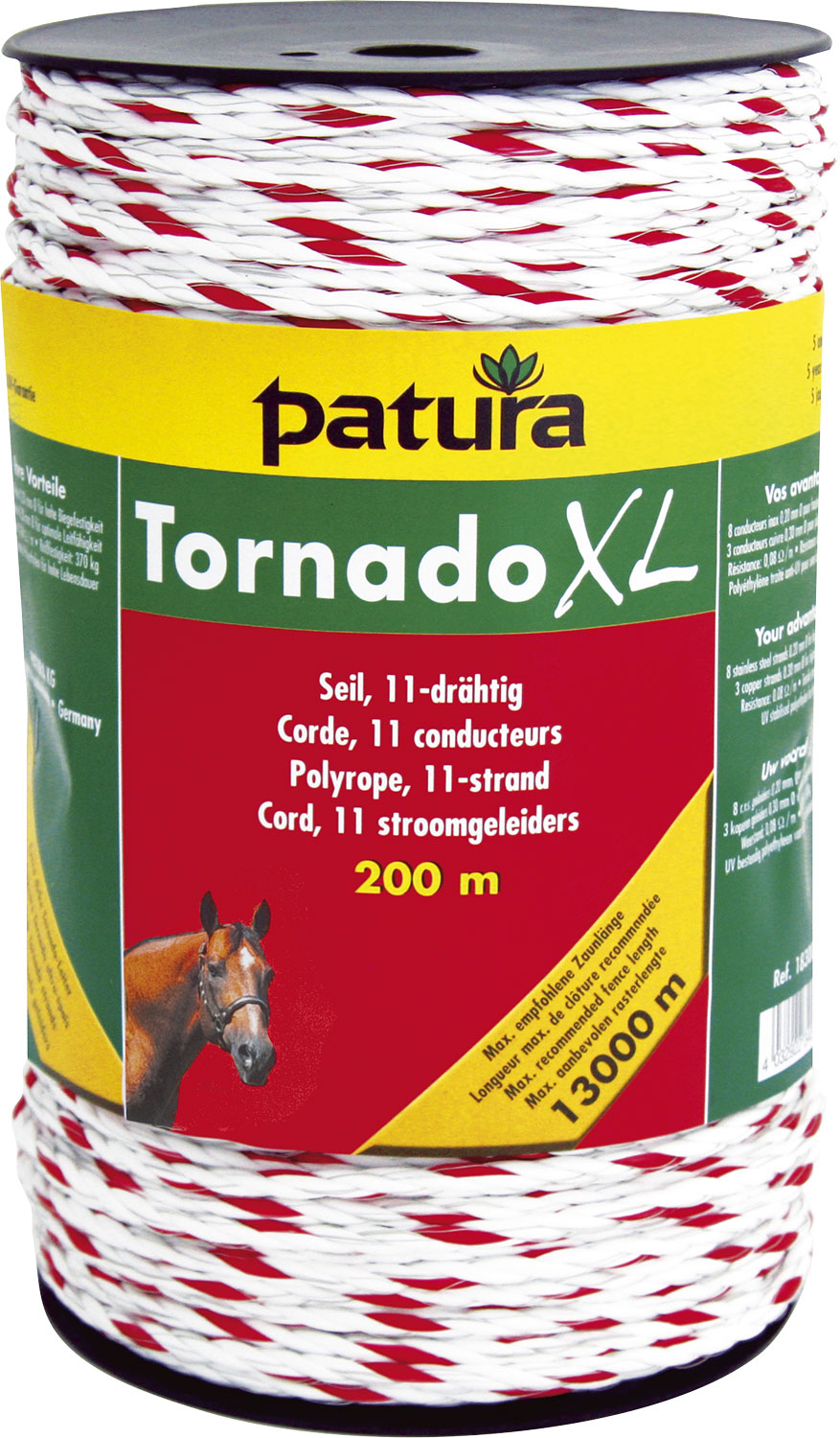 Patura Tornado Seil, 200 m Rolle, weiß-rot