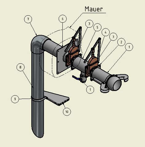 Mauerdurchführung Niro mit 2 Gülleschieber 6" 