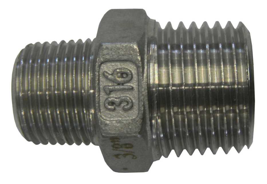 Doppelnippel Niro 1/2"-3/8" Zoll AG reduziert